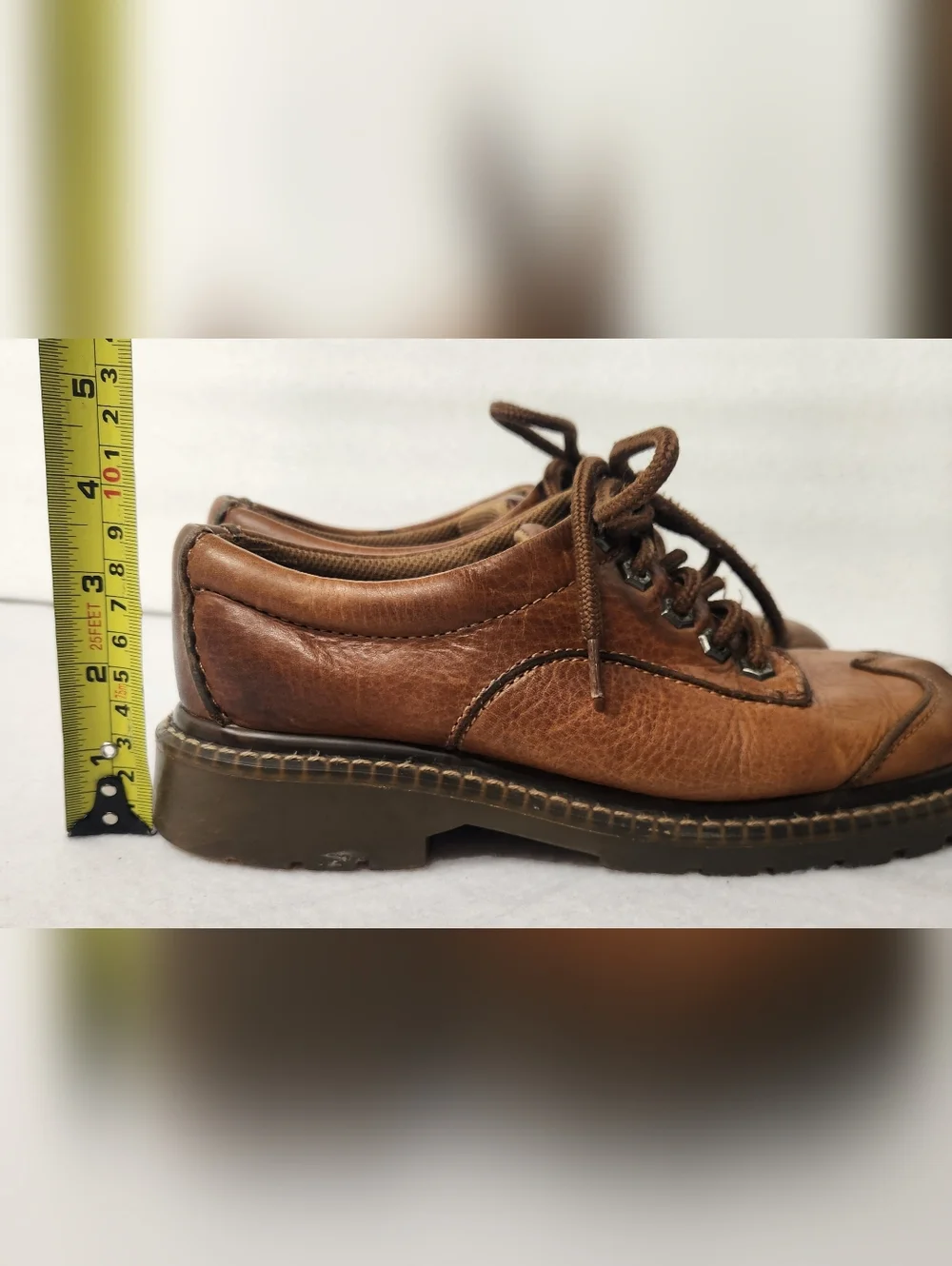 Eddie Moran Vintage Chunky Brown Leather Oxfords Sz 8 Dark Academia Grunge Goth - Picture 6 of 9